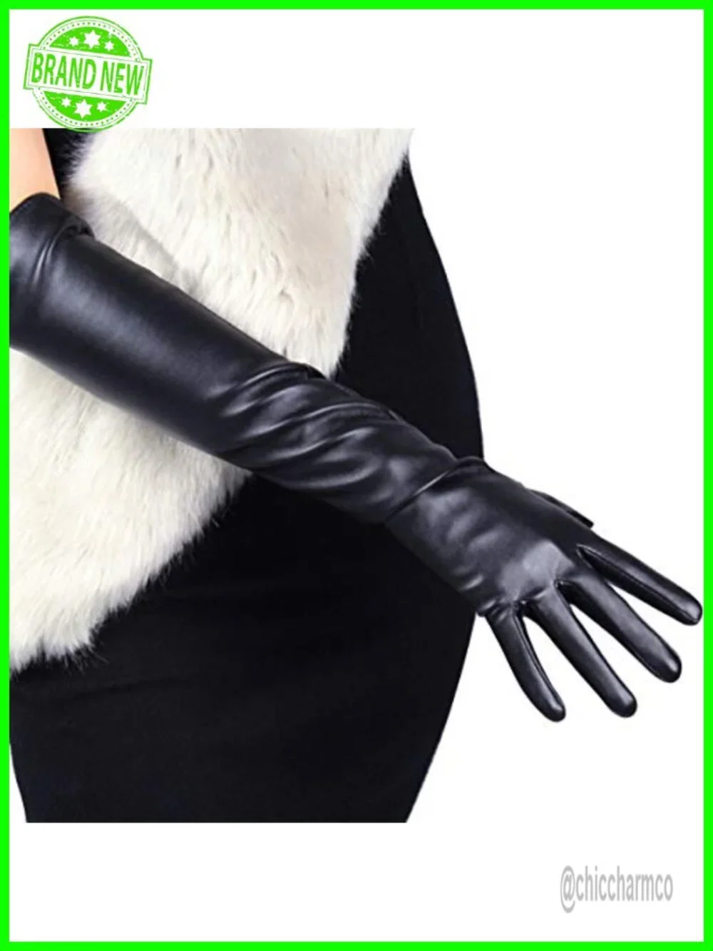 20-Inch Faux Leather Opera Gloves for Evening Party